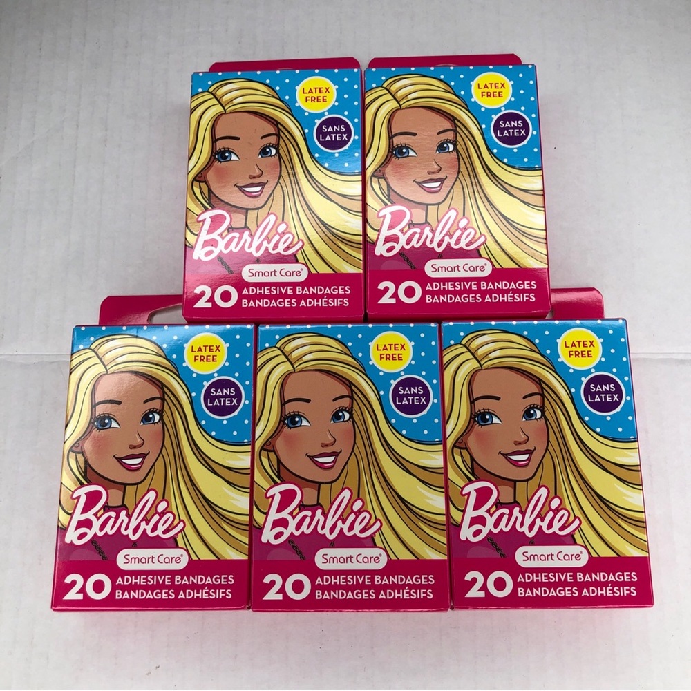 BARBIE ADHESIVE BANDAID BANDAGES 5 BOXES 100 TOTAL 3/4IN. X 3IN. LATEX FREE New